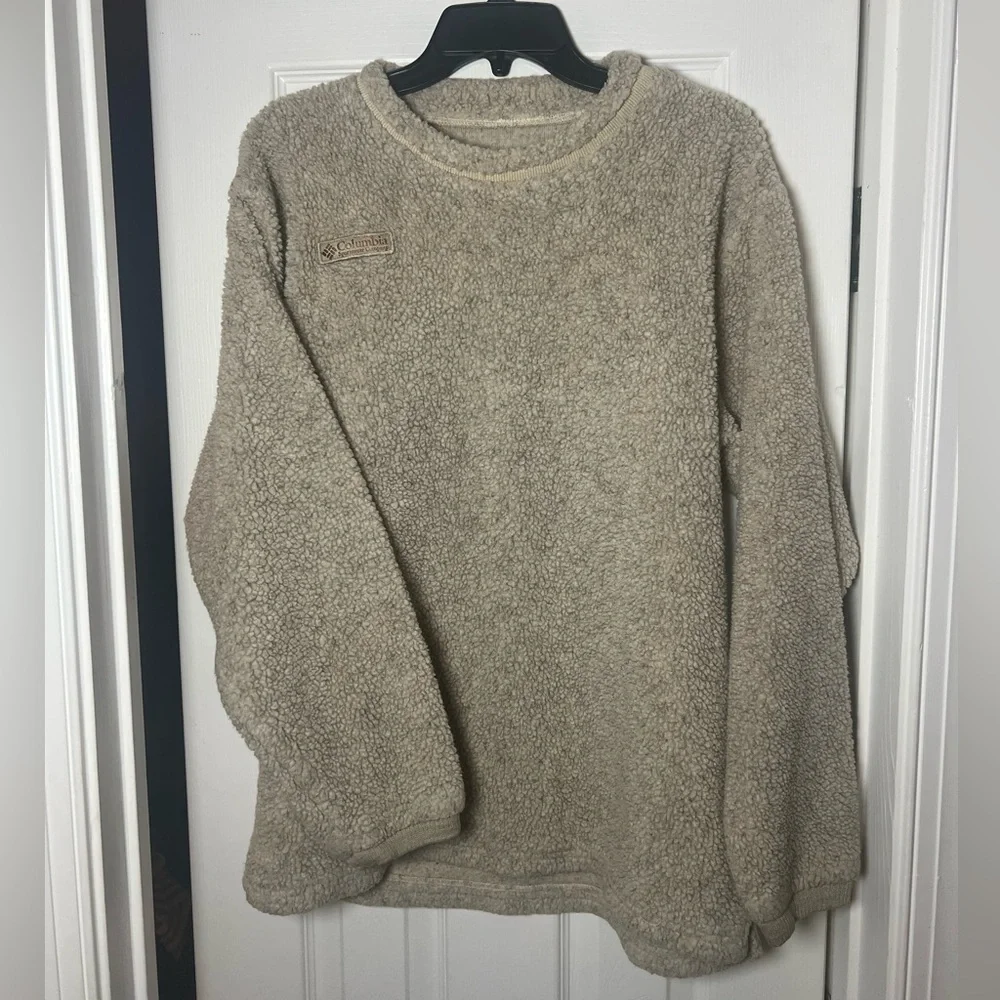 Columbia Unisex Teddy Sherpa Pullover Sweatshirt Size Small Crew/Mock Neck - Picture 1 of 5